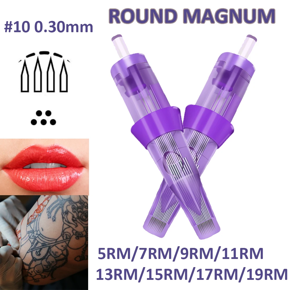 10/20/50/100 stücke Bugpin gebogene Magnum Tattoo Nadel Patrone Runde Magnum 9rm 15rm Einweg Tattoo Nadel für Permanent Make-up