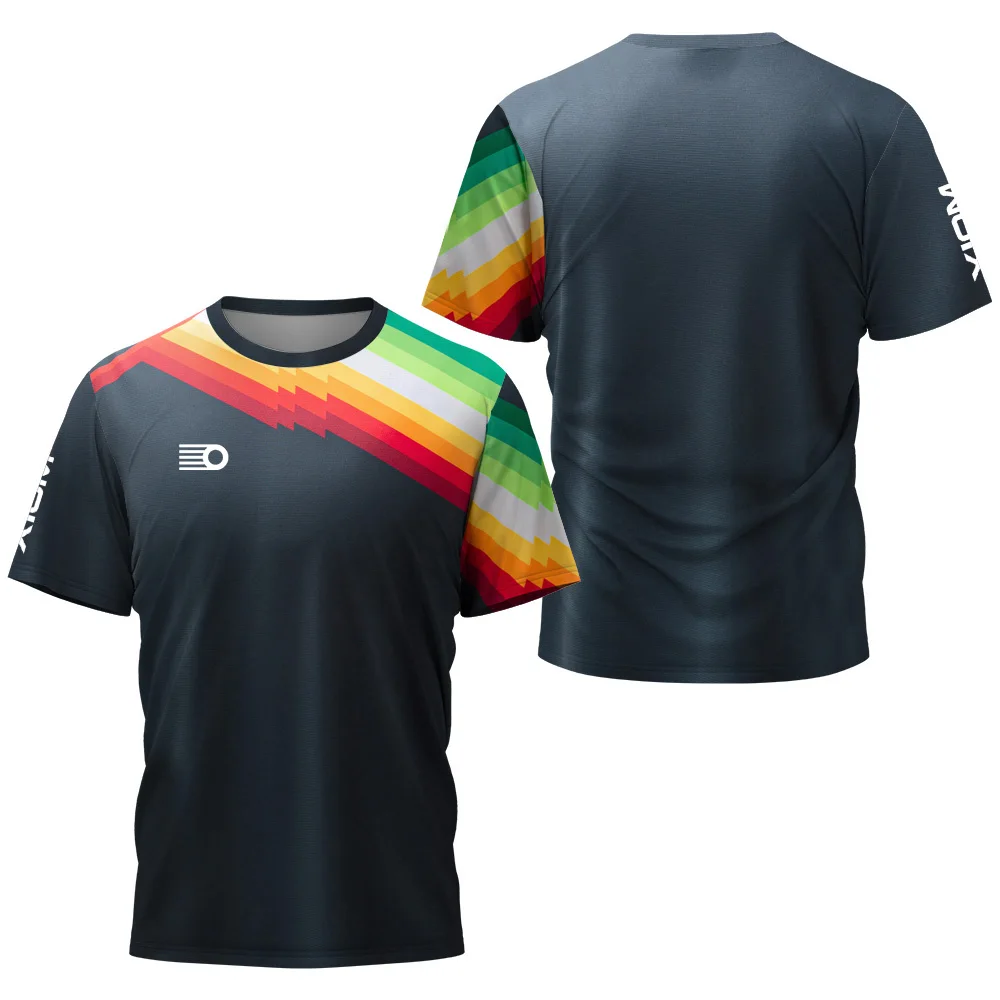 Rainbow Twill Men's Table Tennis T-Shirt Men's Summer Tennis Badminton T-Shirt Top Table Tennis Club Quick Drying Short Sleeve