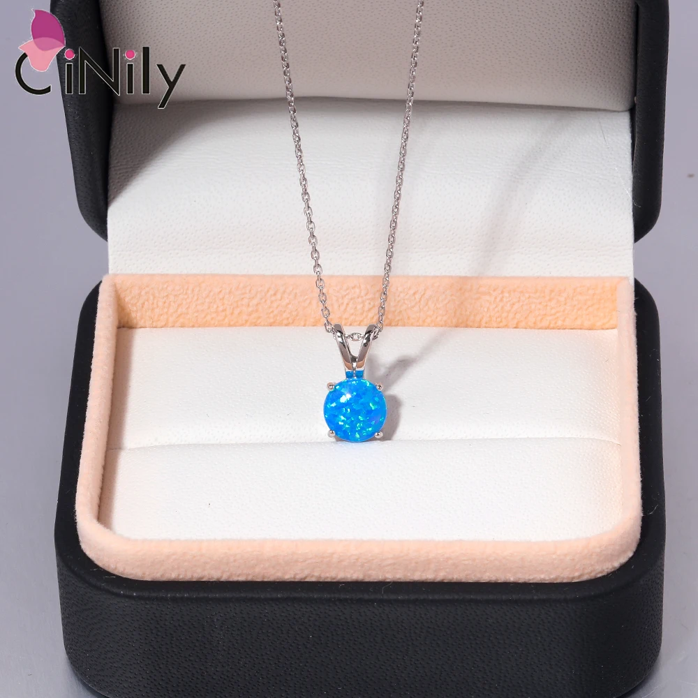 CiNily Authentic. Solid 925 Sterling Silver Pendant Created Blue White Fire Opal Wholesale for Women Jewelry Pendant SP007-08