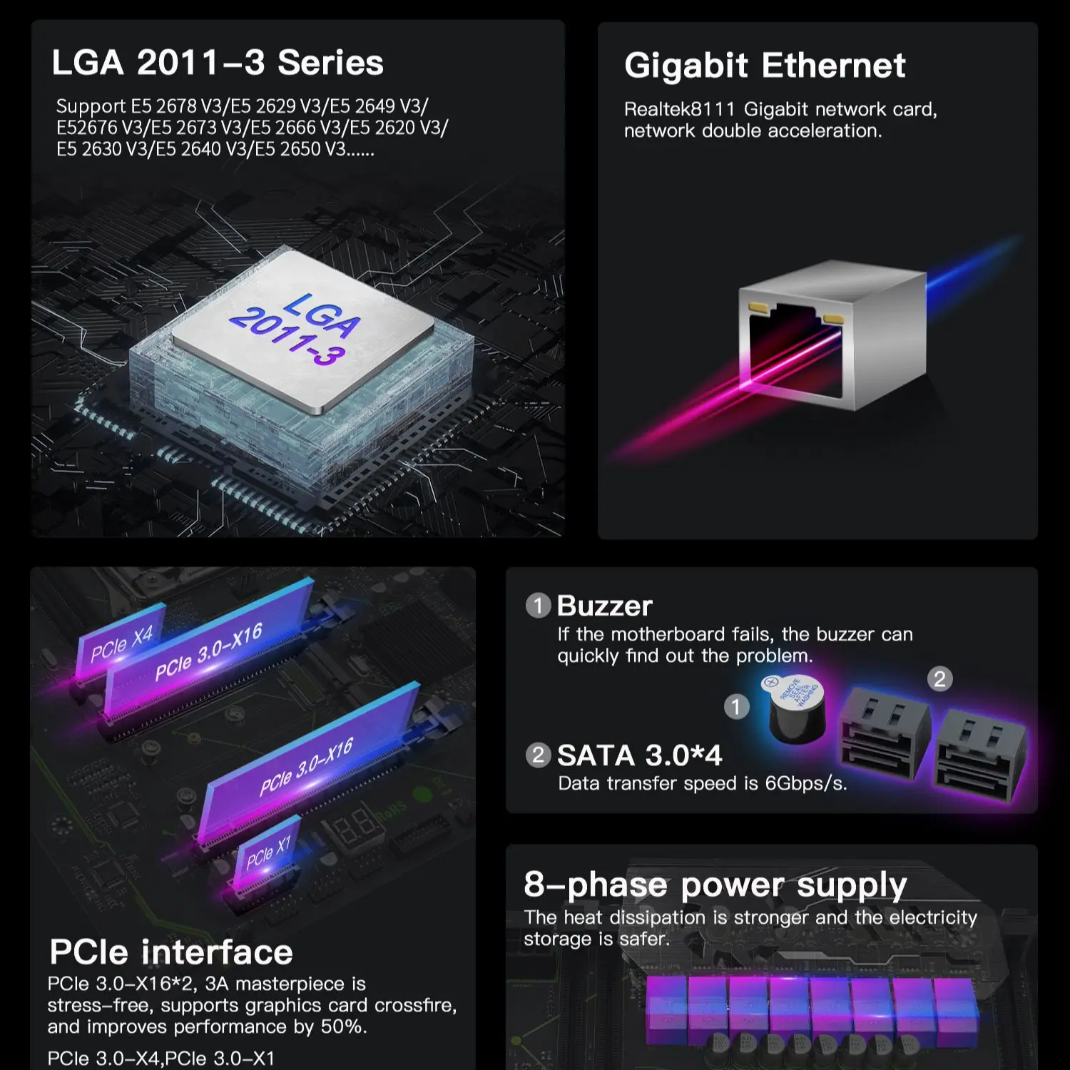 ช่างเครื่อง MR9A มาเธอร์บอร์ด X99 LGA 2011-3รองรับ V3 E5 Xeon/ชุด V4ซีพียู DDR4หน่วยความจำหน่วยความจำ ECC RAM NVMe M.2 ATX