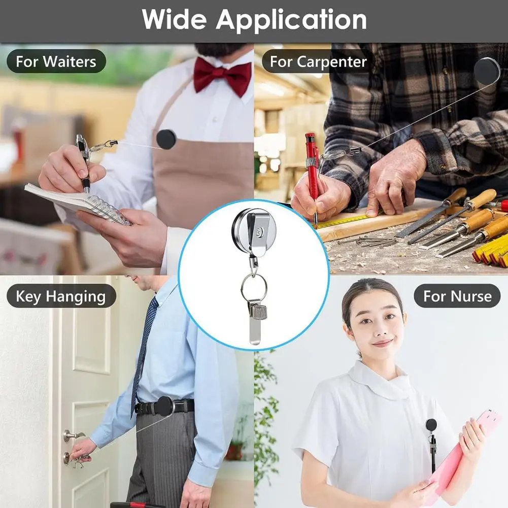 Сверхмощный держатель для ручек, держатель для ручек, универсальные прочные выдвижные держатели для ручек с кольцом для ключей, зажим для ремня, идеально подходит для плотников