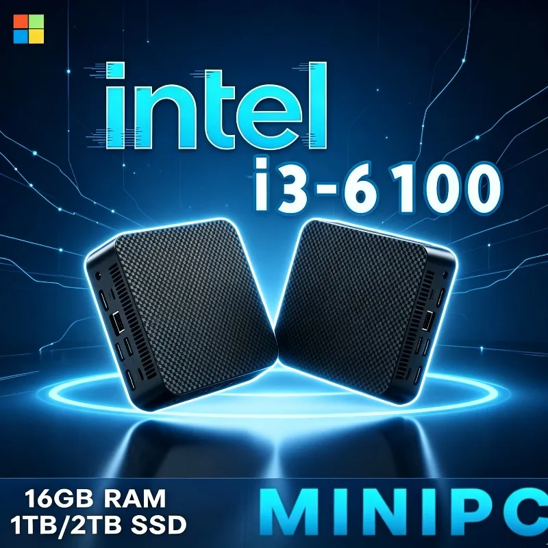 

2026 High-Performance Intel Core i3-6100 Mini Gaming Desktop Computer 16GB RAM, 1TB SSD, WiFi 6, BT5.2, Portable Pocket-Sized PC