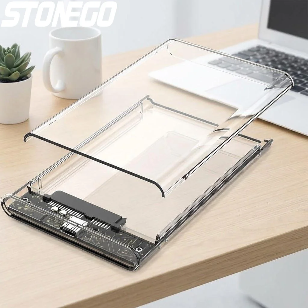 

Transparent USB 3.0 3.1 HDD Enclosure for 25 Inch SATA SSD HDD Tool-Free Design for Windows Mac Linux