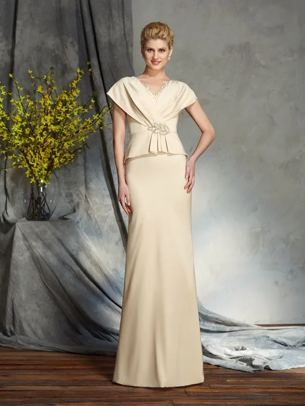 Champagne Mother Of The Bride Dresses Sheath Off The Shoulder Chiffon Beaded Plus Size Long Groom Mother Dresses For Wedding