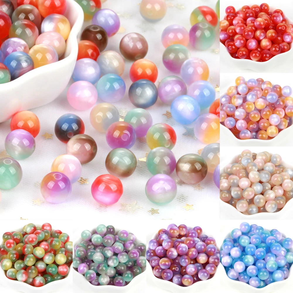 10-100Pcs Colorful Resin Beads Red Yellow Blue 8-16mm Round Loose Spacer Beads For Jewelry Making DIY Bracelet Necklace Handmade