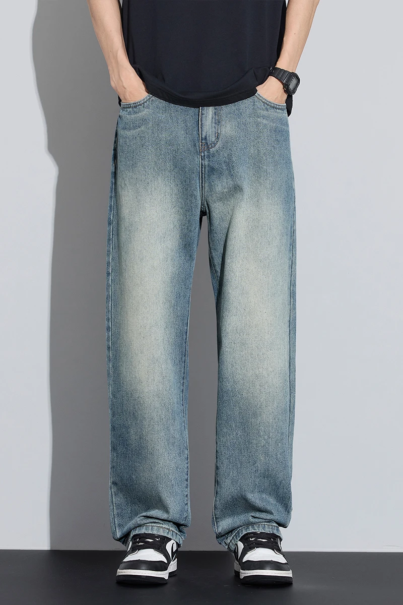 

Y2K Tencel Jeans Men's Summer Thin Fashion Brand Wide Leg Pants 2025 Versatile American Loose Straight Leg Casual Pants