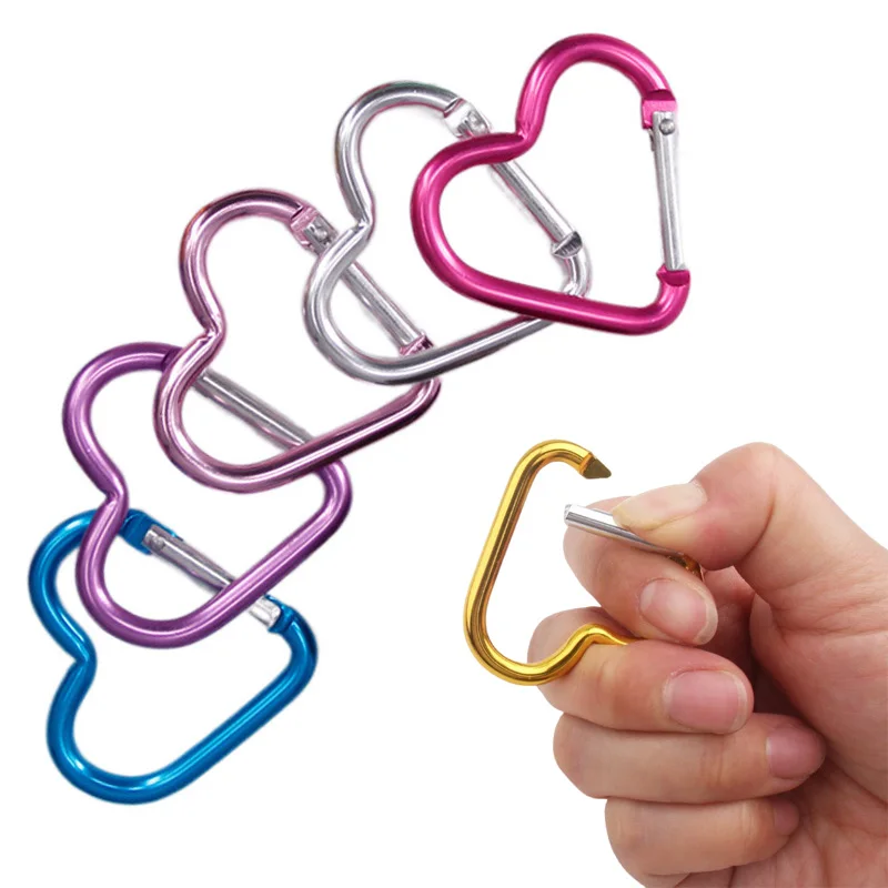 Bulk Heart-Shaped Aluminum Carabiners Assorted Colors for EDC Gear, Backpack, Keychain, Camping & Outdoor Utility Attachment TMZ