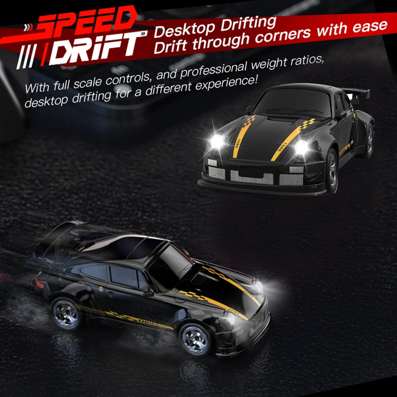 

2.4GHz 4WD Remote Control Drift Car - Mini Model with LED Lights & Full Proportional Control, Racing Sport Toy for Kids