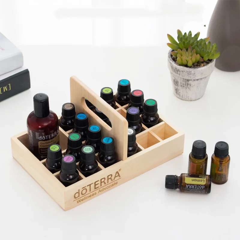 For doTERRA Essential Oil Storage Wooden Box 25 Compartment Storage Box 15ML 24+1 Compartment Essential Oil Display Box