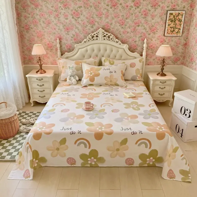 

1 шт. простыня + 2 шт. наволочка из 100% хлопка, покрывало королевского размера, мягкая плоская простыня из чистого хлопка 250x270 см