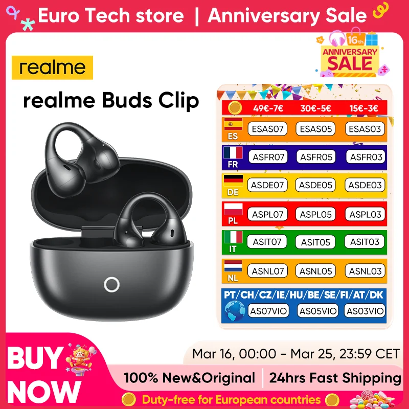 Écouteurs realme Buds Clip OWS AI 85db 36H Autonomie de la batterie BT5.4 IP55 2026 Nouveauté pour Smartphone realme GT 8 Pro realme 14 Pro Plus