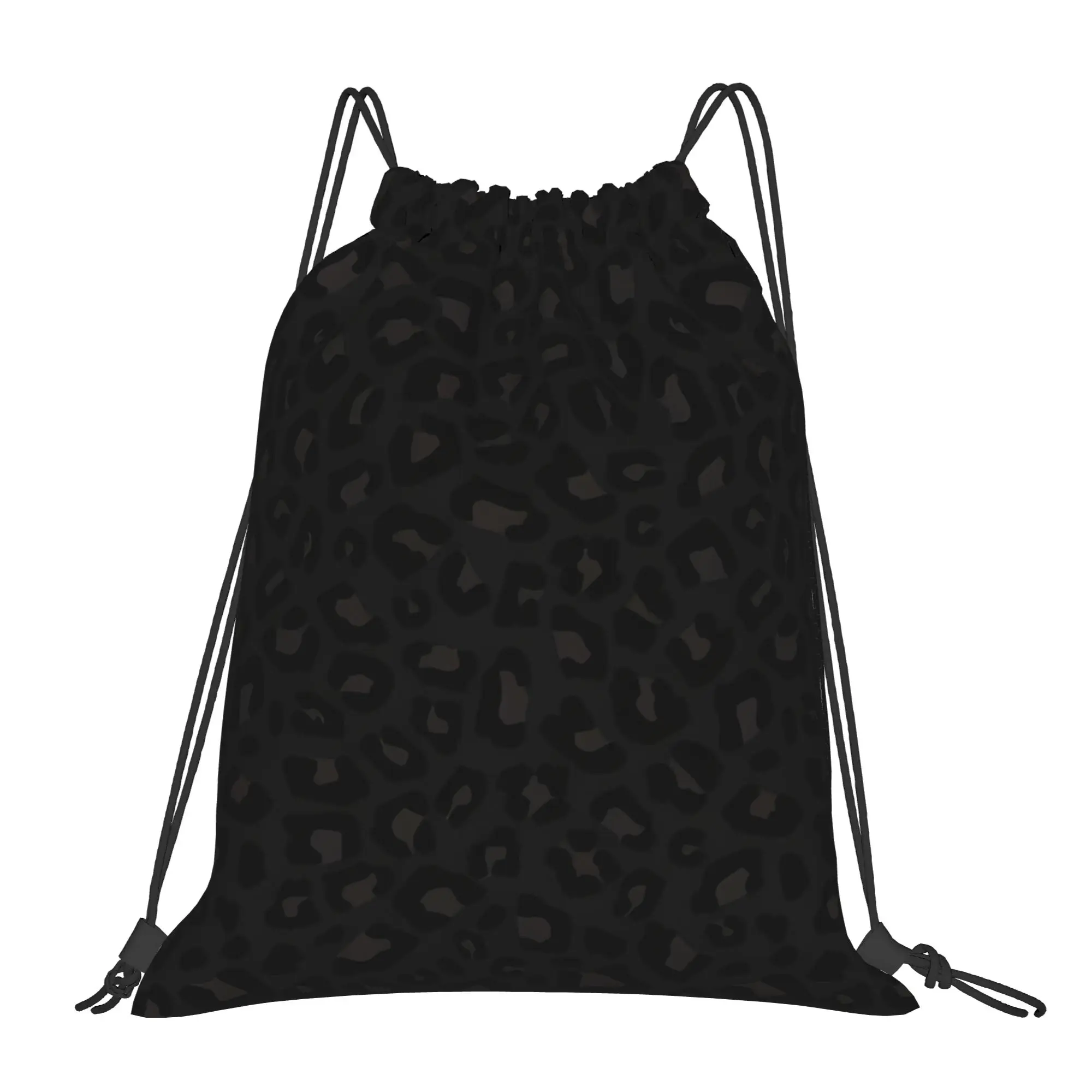 Leopard Print 2 Leopard Print Portable Hiking Drawstring Backpack Riding Backpack Gym Clothes Drawstring Bags