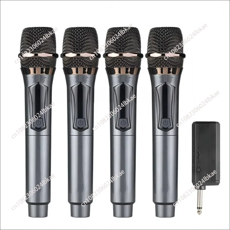 2.4G high-quality dynamic singing microphone 4-channel karaoke wireless microphone system for performance stage Ktv church spee