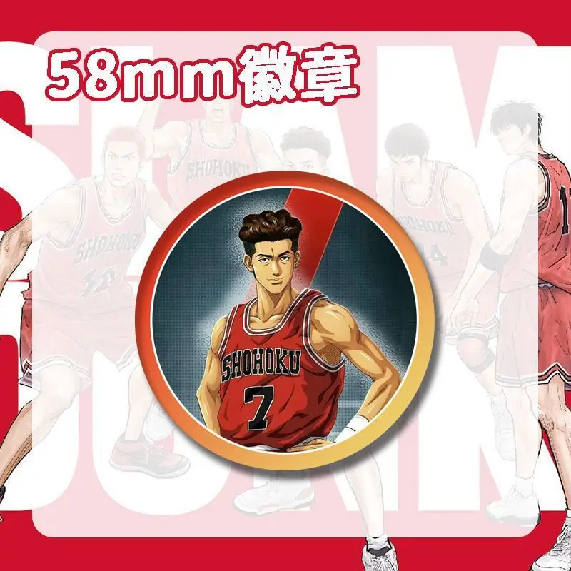 New Slam Dunk cartoon animation peripheral laser badge Sakuragi Hanamichi Rukawa Kaede tinplate badge brooch decoration gift