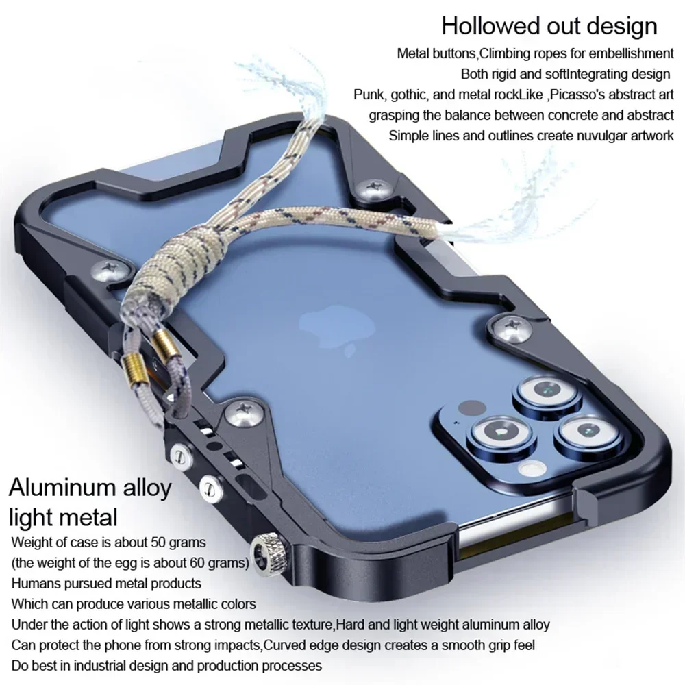 Shockproof Metal Bumper Case For iPhone 12 13 14 15 16 17 Pro Max Case Luxury Aluminum Frame Cover Funda For iPhone 16 Plus Case