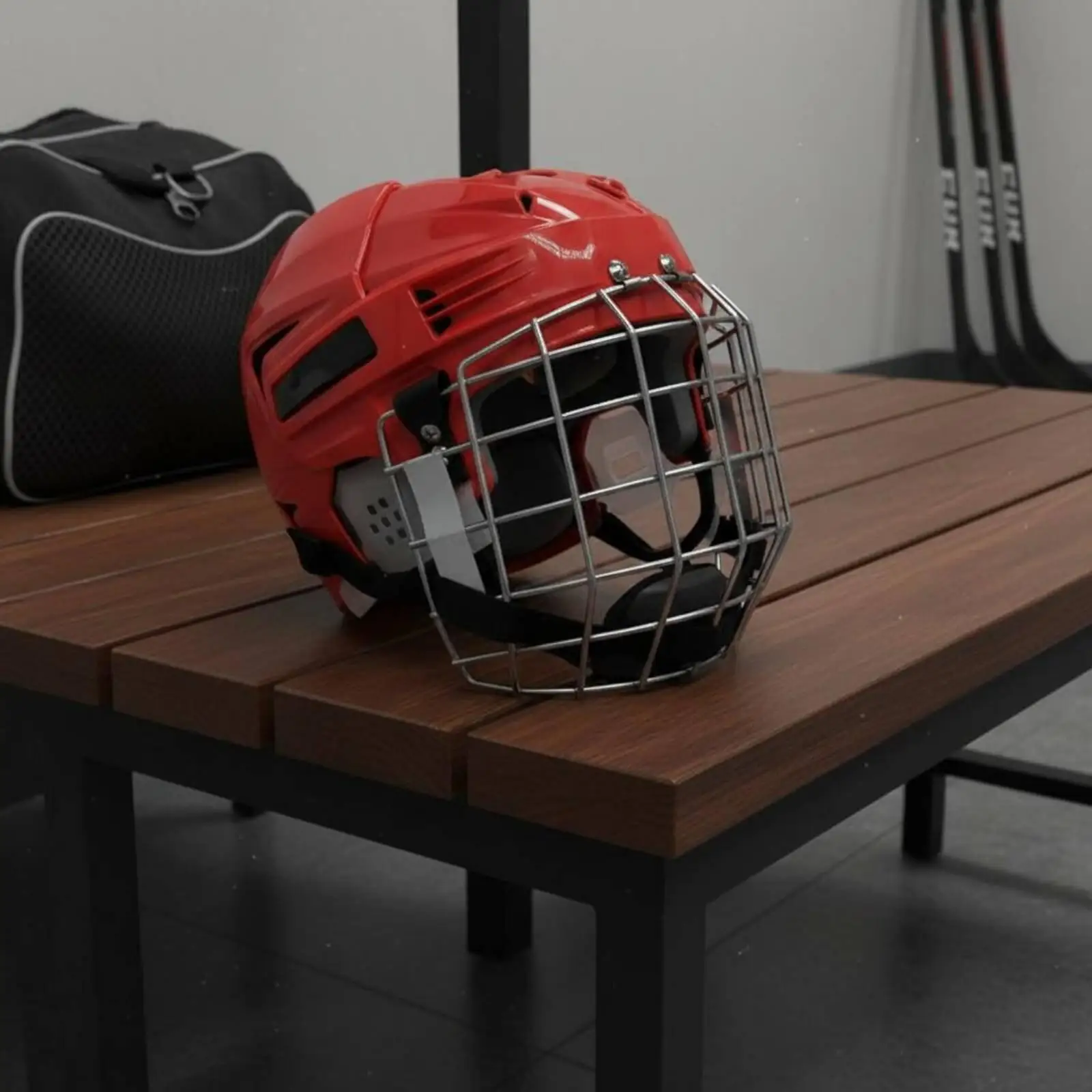 Ice Hockey Goalie Helmet with Steel Face Mask Impact Resistant EVA Padding for High Intensity Games Men Women Adults Children