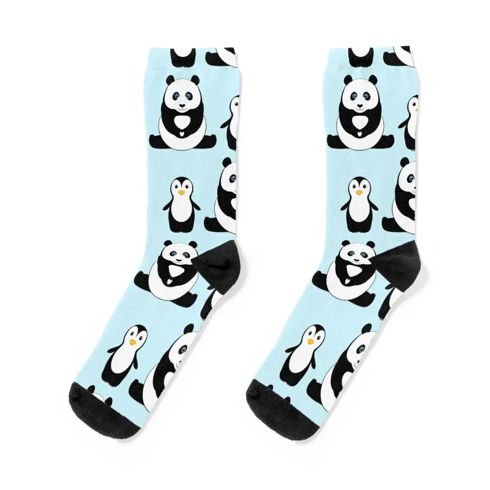 

PANDAS & PENGUINS Socks new year Novelties cool gym Men Socks Luxury Brand Women's