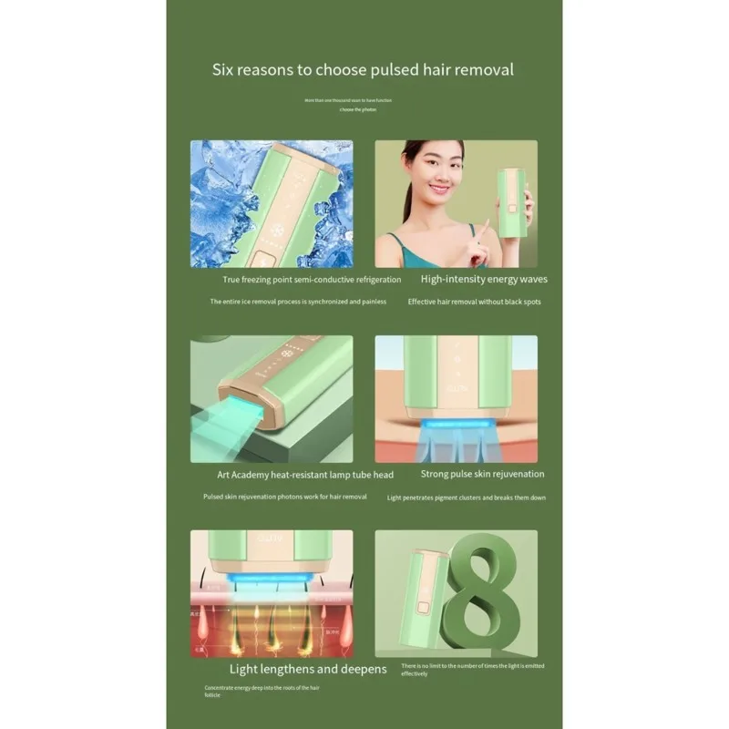 ABBK-IPL Hair Removal Device Portable With Ice Cool Feature-Multi-Function, 12V EU Plug