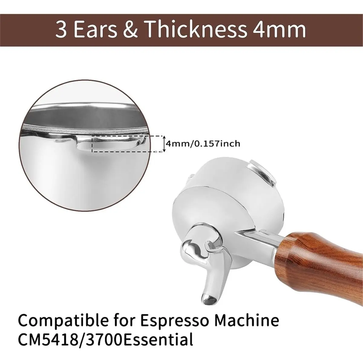 update. 51mm Stainless Steel Portafilter with Double,3 Ears Portafilter for CASABREWS CM5418,3700Essential,5418Pro and 5418Basic - view 4
