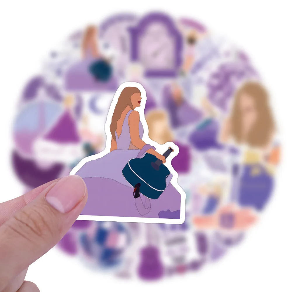 60 قطعة من ملصقات تايلور، ملصقات جرافيتي للموسيقى الأرجوانية، ملصقات تزيين ذاتية الصنع للكمبيوتر المحمول #2