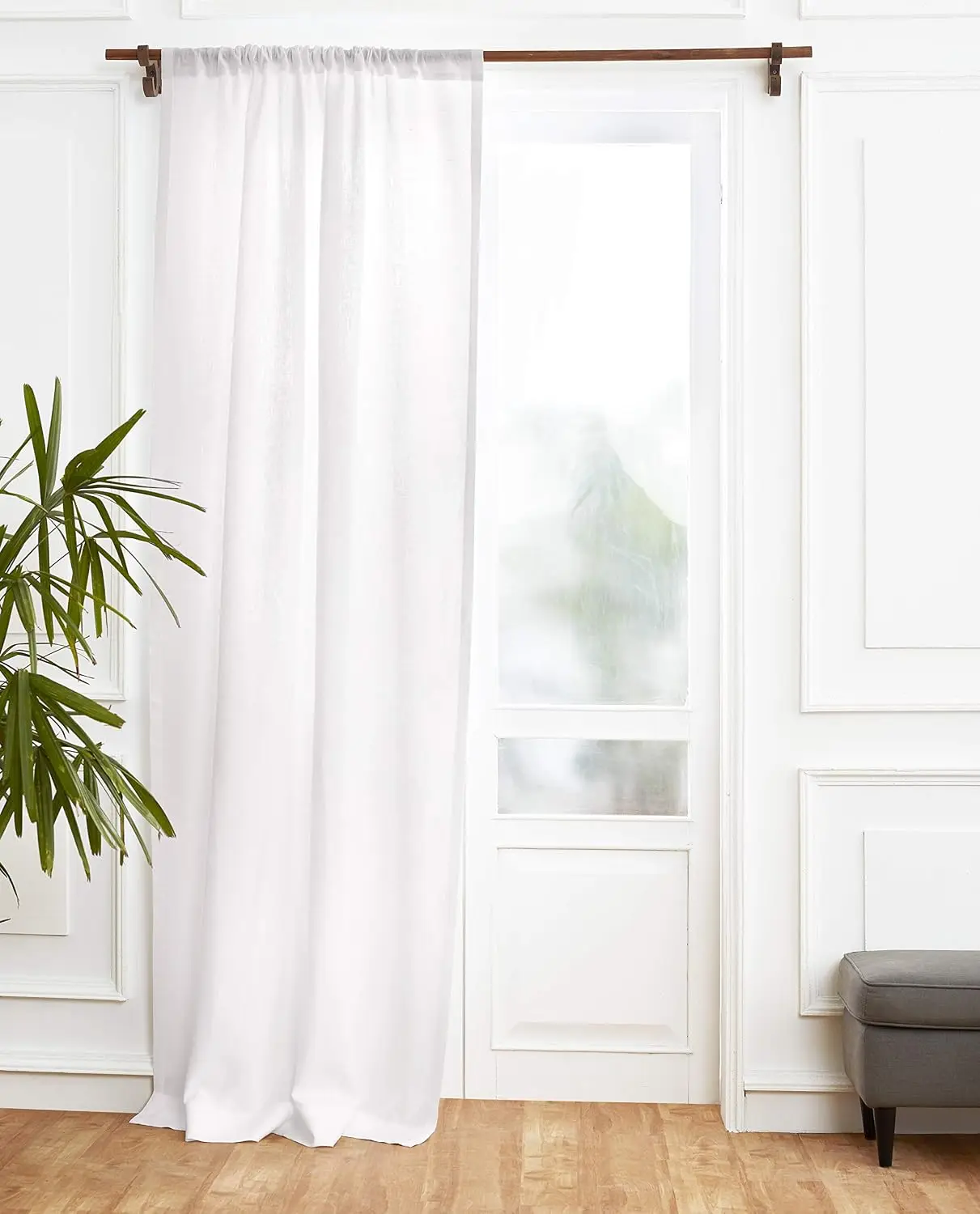 European Flax Linen Window Curtain Panel Rod Pocket Light Filtering 52 Inch Width 144 Inch Length
