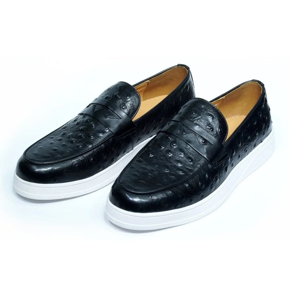 

Fashion Genuine Leather Casual Shoes Flat Penny Loafers Round Toe Slip-On Mocassin Homme Blue Black Red Sneakers Footwear Male