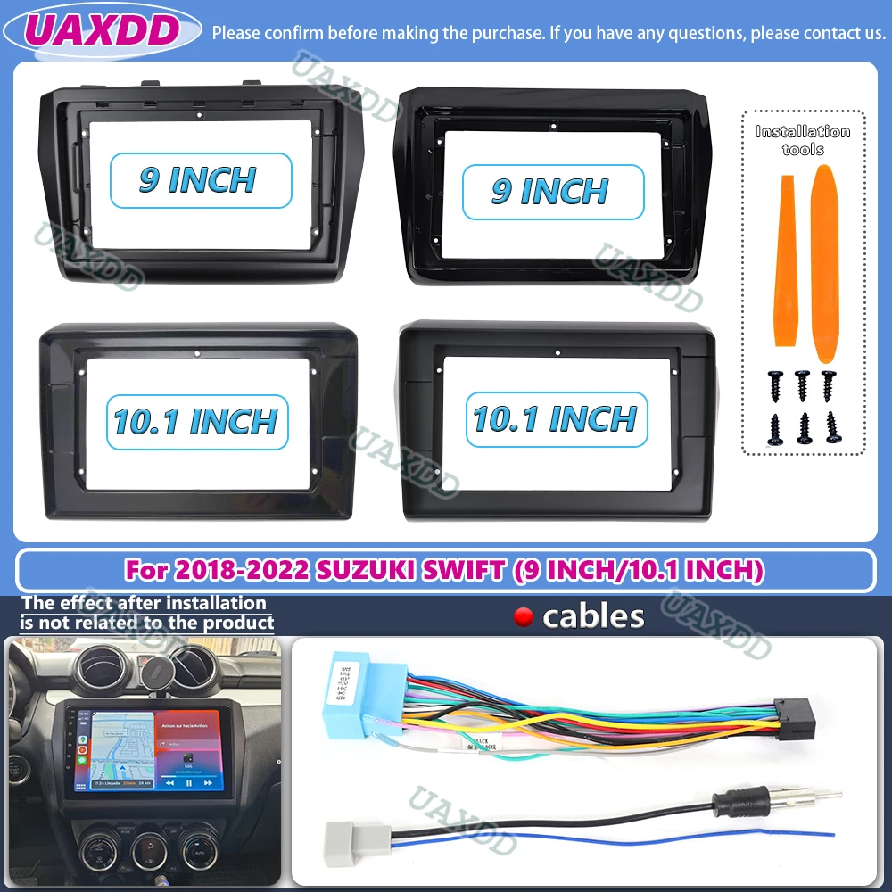9 นิ้ว 10.1 นิ้วรถ DVD วิทยุสําหรับ SUZUKI Swift 2018-2022 ออโต้สเตอริโอติดตั้งพลาสติกแผง Bezel Faceplate กรอบ Dash Kit