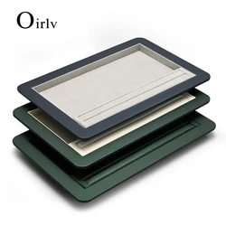 Oirlv PU Leather Fabric Green Bracelet Display Trays Ring Bangle Organizer Stand Jewelry Display Props