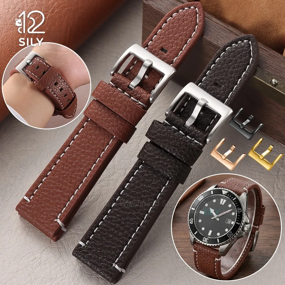 18mm 20mm 22mm 24mm for Samsung for Huawei Replacement Leather Watch Strap Universal Watchband Smartwatch Bracelet Men Wristbelt