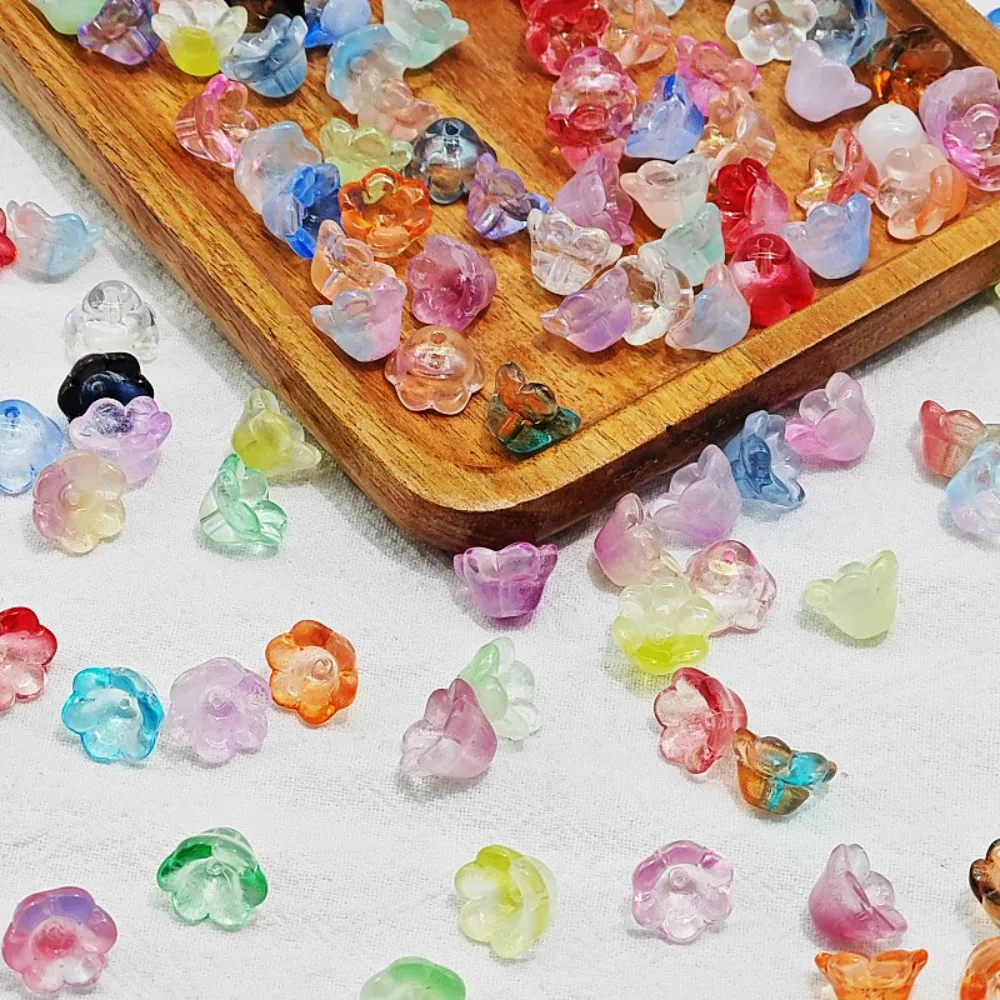 50pcs/set 7X12mm Colorful Bellflower Lampwork Beads Glass Beads Accessories Bellflower Glass Beads Colorful Flower