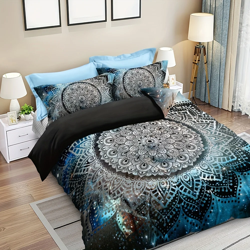 

3pcs Mandala Bedding Galaxy Ramadan Decoration Guest Room Duvet Cover Set (1pc* Duvet Cover + 2pcs Pillowcase, No Pillow Core)
