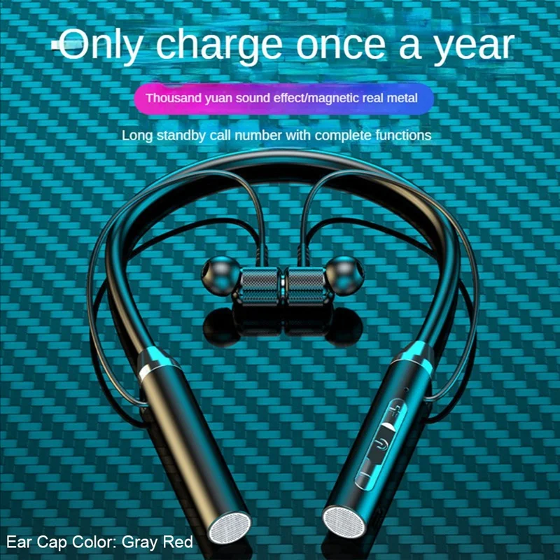 سماعة بلوتوث لاسلكية، نوع الرقبة، ستيريو للحد من الضوضاء، بطاقة توصيل عالمية، سماعة أذن رياضية، ميكروفون