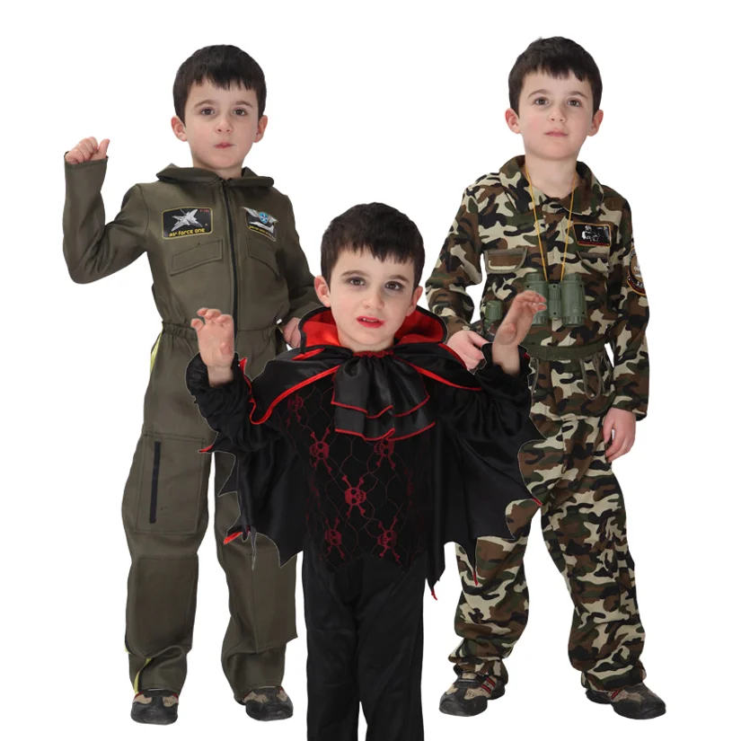 

Boys Soldier Costume Kids Special Forces Vampire Army Military Camouflage Occupation Child Uniform Game Role Play Fancy Uniform