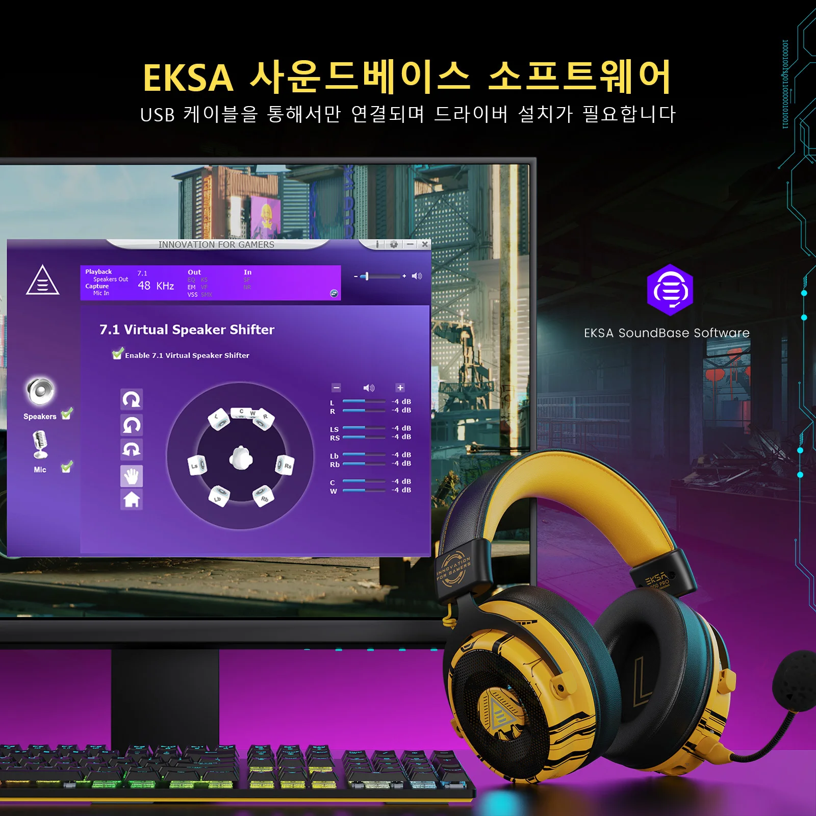 EKSA E900 Pro Upgraded Gaming Headset Gamer 7.1 Surround Wired Headphones with Noise Cancelling Microphones for PC/PS4/PS5/Xbox