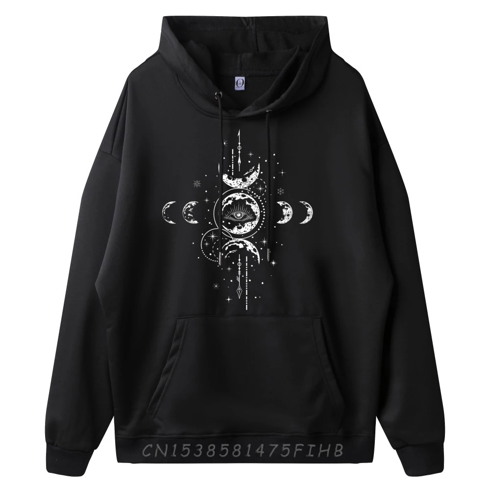 Special Woman Hoodies Celestial Moon Phase All Seeing Funny Hoodies Long Sleeve Vintage Sweatshirts O-Neck