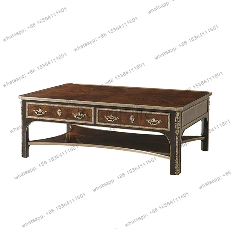 English neoclassical Alexander coffee table luxury neoclassical copper inlaid coffee table