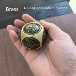 Brass six-sided round decompression ball turn hand to carry around a rotating game arts and crafts piece