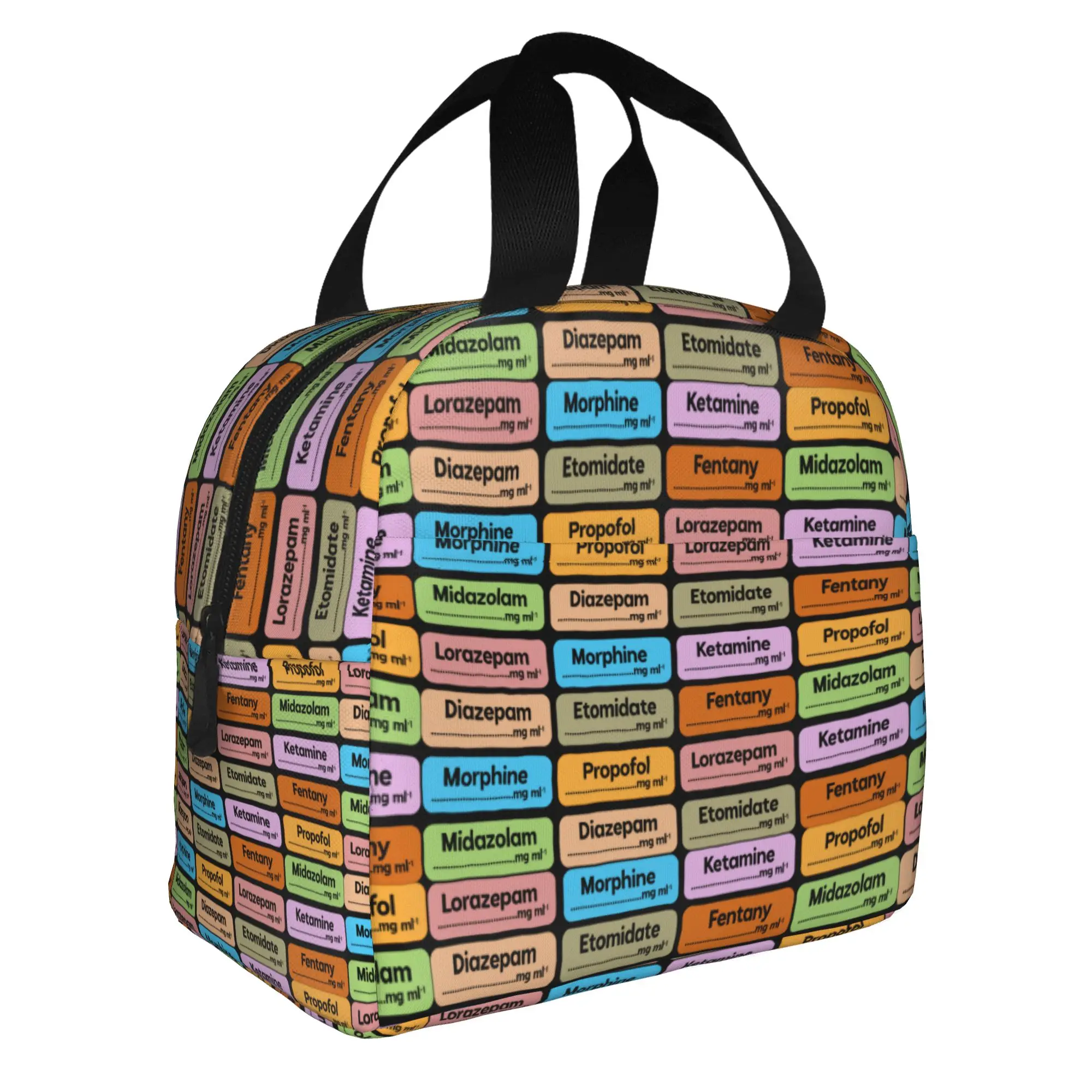 Nurse Anesthesia Medication Labels Thermal Insulated Lunch Bags Portable Lunch Container Work School Travel Food Box