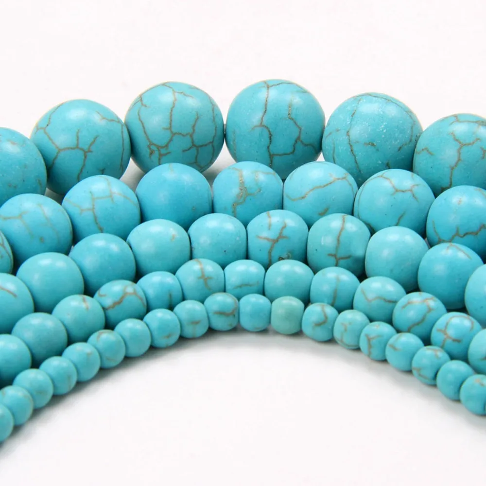 4-14mm 16-200pcs flaws Natural Turquoise Round Spacer Loose Stone Beads DIY Crafts For Jewelry Making Accessories