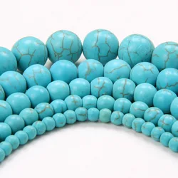 4-14mm 16-200pcs flaws Natural Turquoise Round Spacer Loose Stone Beads DIY Crafts For Jewelry Making Accessories