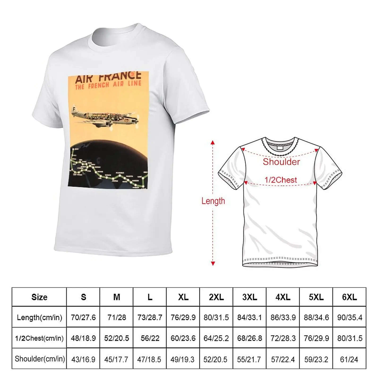 AIR FRANCE The French Air Line Advertisement Vintage Travel T-Shirt plus sizes plain Short sleeve tee men