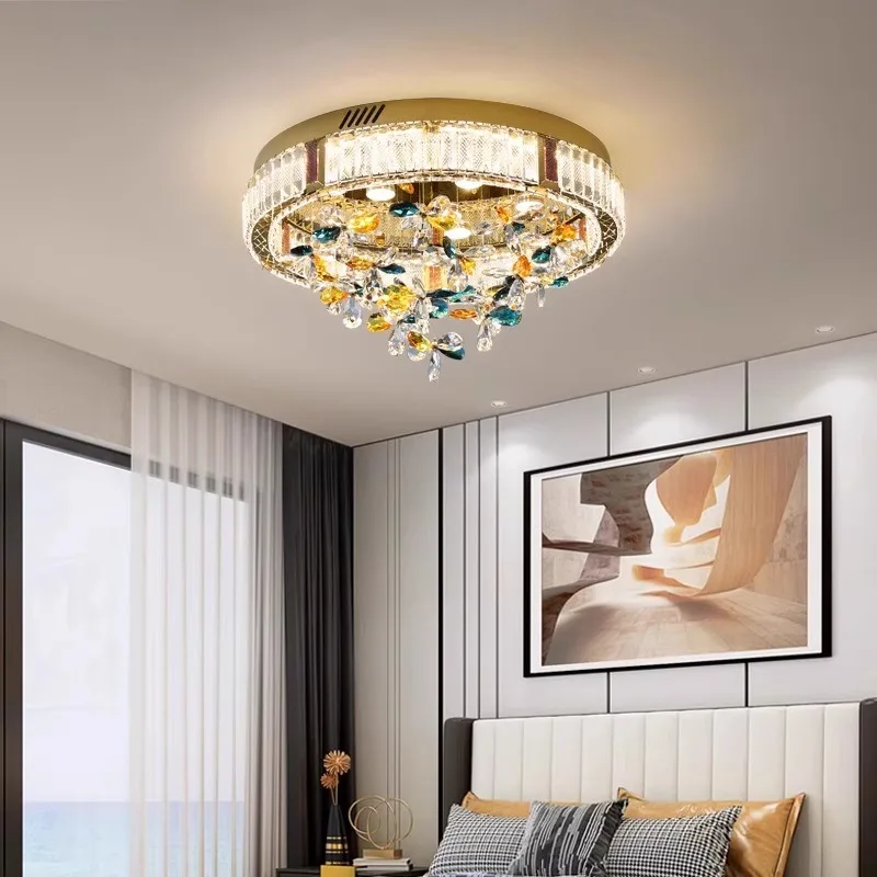 

French Crystal Chandelier for Living Room Luxury Floral Ceiling Light Bedroom Dining Room Lighting Romantic Decor