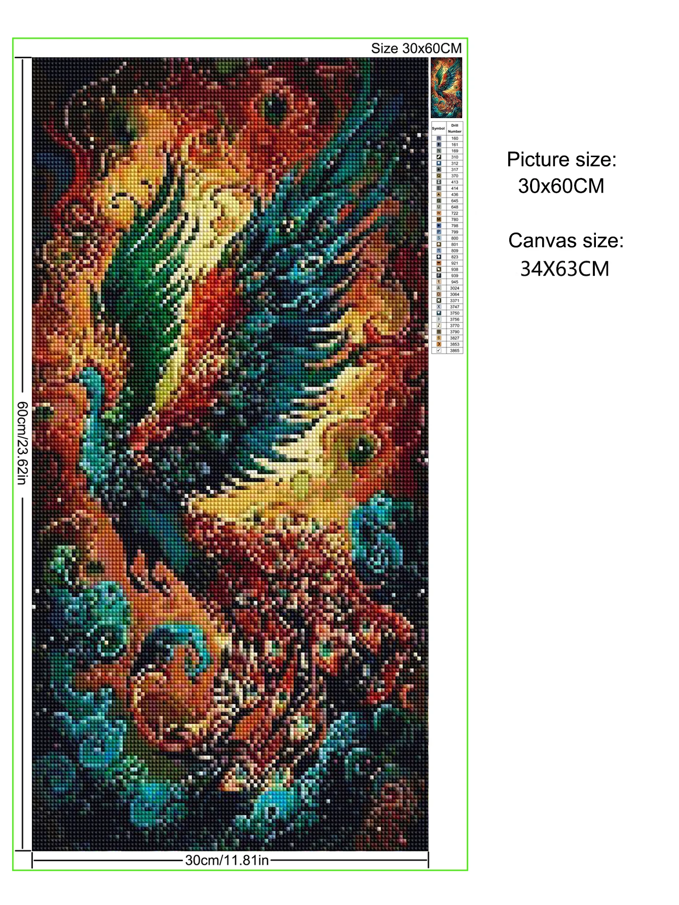 Chinoiserie Fantasy Animal Large Diamond Painting Colorful Phoenix Cross Stitch Embroidery Kit 5D Diy Diamond Mosaic Home Decor