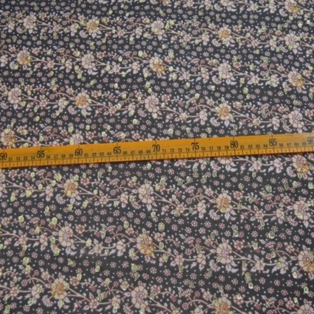 قماش حريري معدني بتصميم زهور ذهبي أنيق لامع مع مادة رائعة لتنورة فستان نسائية لشال العطلات #5