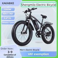 SHengmilo MX02S Electric Bike 48V 17Ah Removable Battery 1000W Brushless Motor 26 Inch Men's MTB