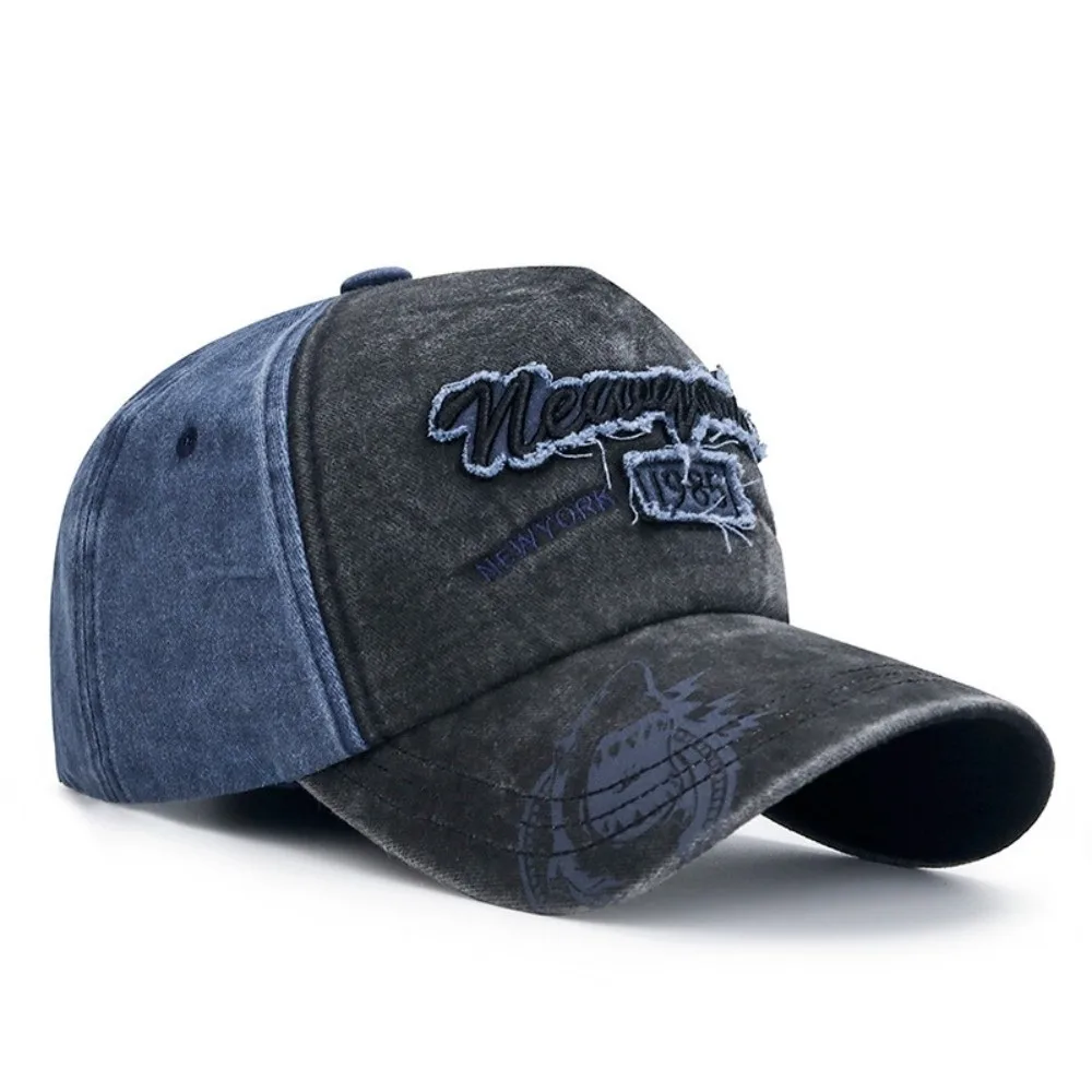 Two-Tone New York 1985 Baseball Cap Washed Cotton Hip Hop Letter Embroidered Baseball Hat Distressed Adjustable Trucker Cap