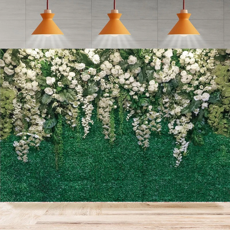 Green Leaves Photography Background Wedding Flowers Floral Blossom Greenery Grass Plant Botanical Spring Party Backdrop Wall