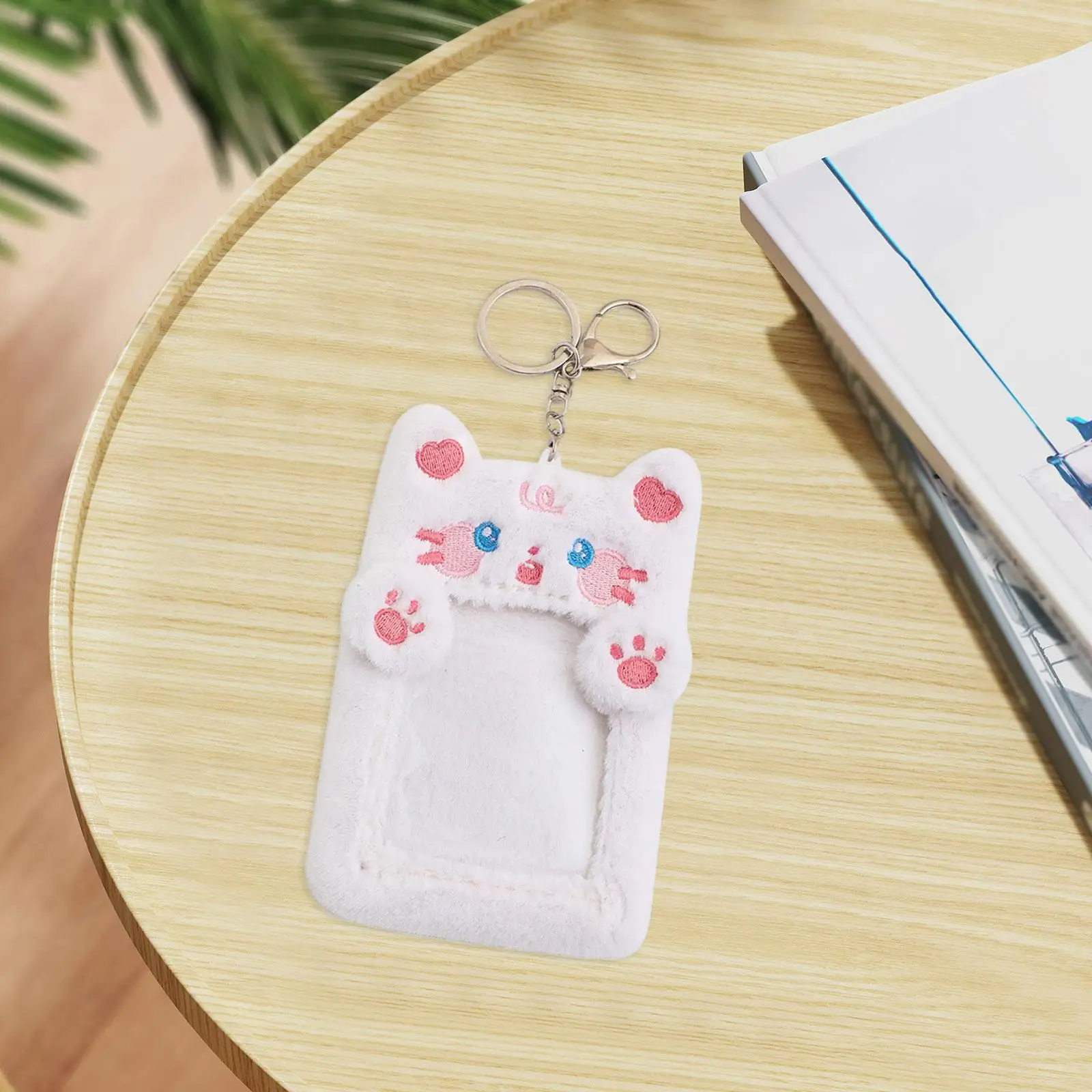 Plush Photocard Holder Keychain Cartoon Animal Protective Case for ID Cards
