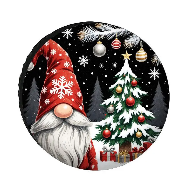 Fit Snowflake Gnome Car Tire Cover - Heavy-Duty All-Weather Protection Suitable For Winter & Christmas, Polyester Wheel For Year