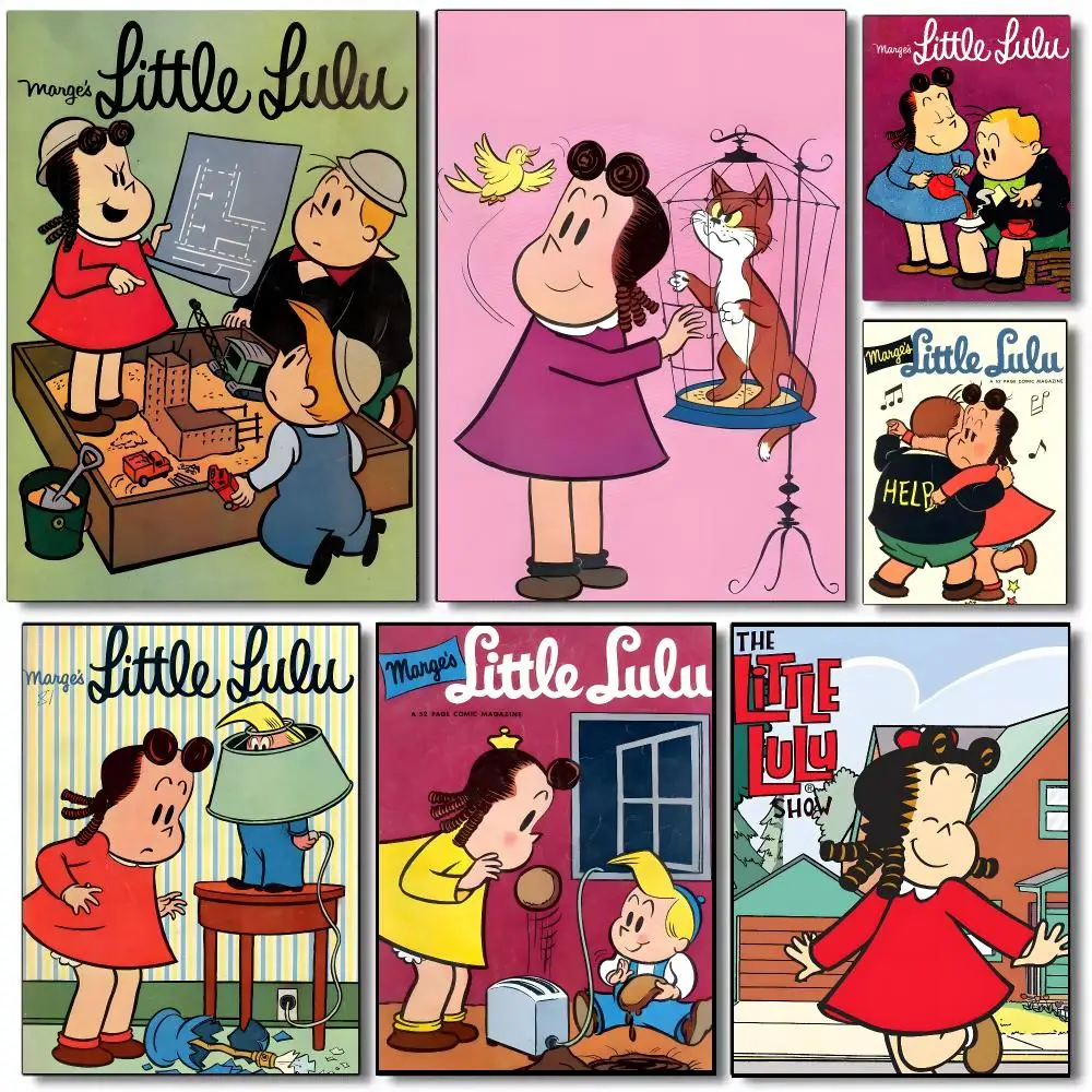 Funny Anime The L-Little Lulu Show Poster Self-adhesive Advanced Aesthetic Printing Paper Wall Art For Living Room Home Decor